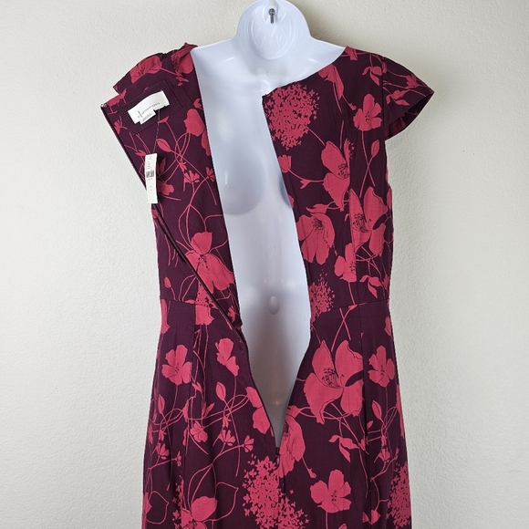 Maeve by Anthropologie Cecily Sweetheart Midi Dress Red Floral Fit & Flare SZ Lg - Picture 10 of 16